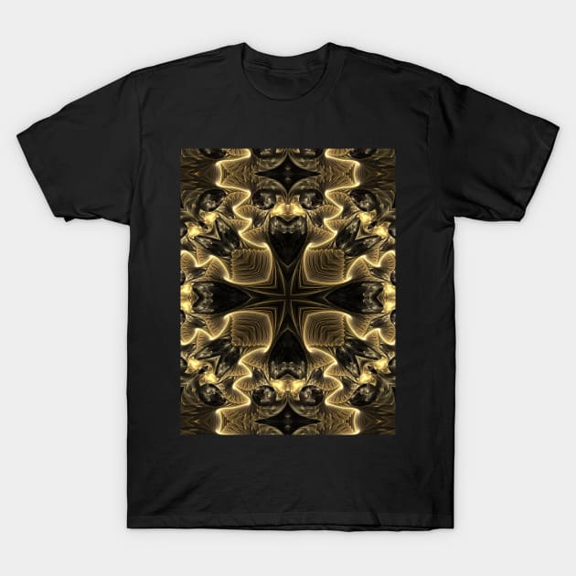 Black N Gold Fractal T-Shirt by Manafold